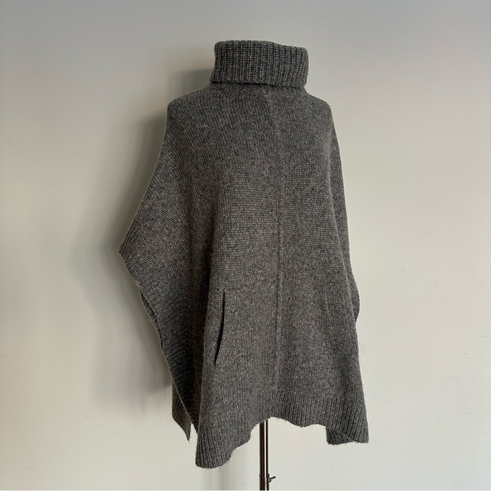 J. Crew Relaxed Turtleneck Poncho Wool Alpaca Blend Gray